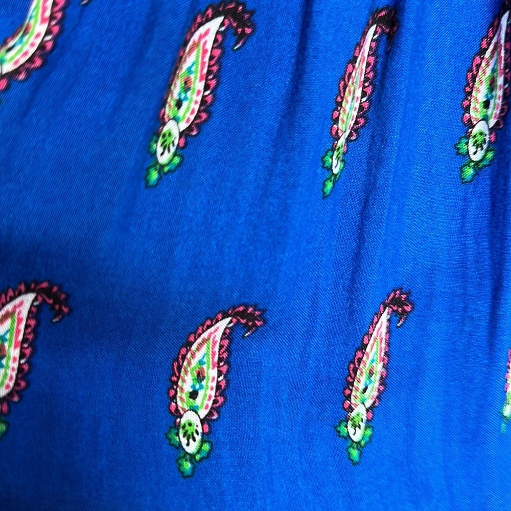 Royal blue print maxi halter dress with faux leather tie, size XS/S - Picture 9 of 9